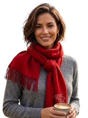 Alicia Adams Alpaca Scarf Red 100% Baby Alpaca Wool Peru Luxury Hypoallergenic